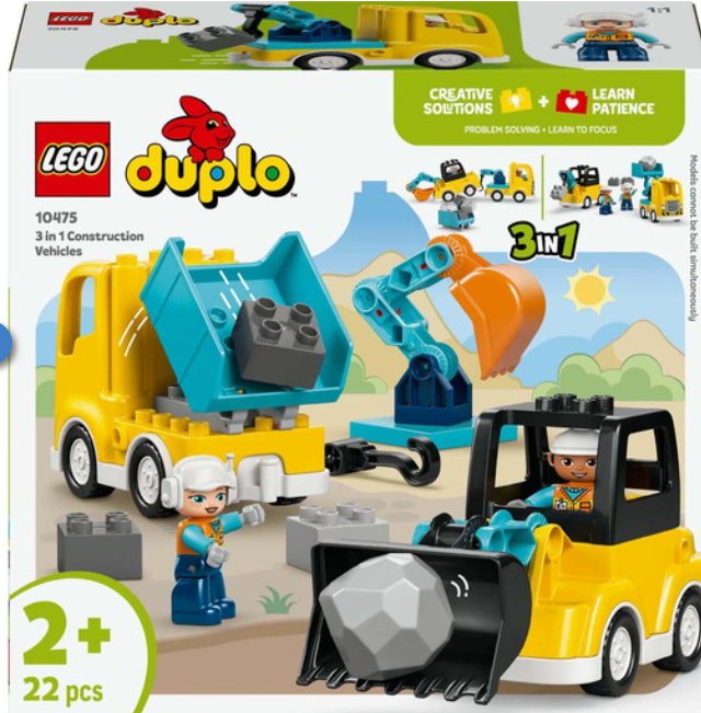 LEGO Duplo 3 in 1 Construction Vehicles Construction Set 10475 - Image 2